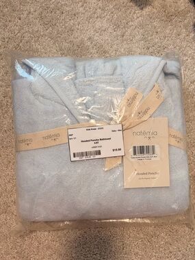 Light Blue Hooded Poncho Bath Towel for Kids 4-6T